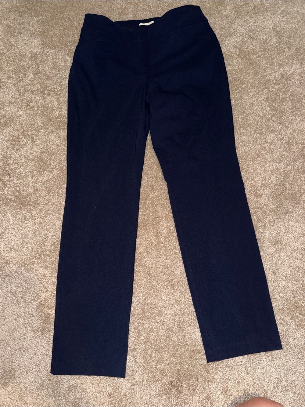 Talbots Navy Straight-Leg Pull On Trousers - size 12. CC